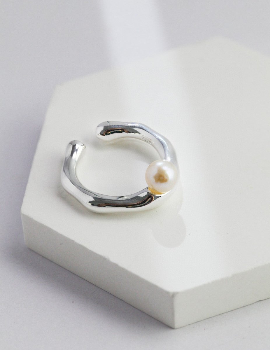 Irregular Simple Akoya Pearl Open Adjustable Ring | Mix Mix Style-Mix MIx Style