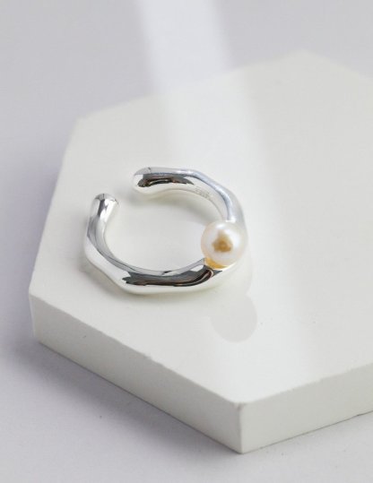 Irregular Simple Akoya Pearl Open Adjustable Ring | Mix Mix Style-Mix MIx Style