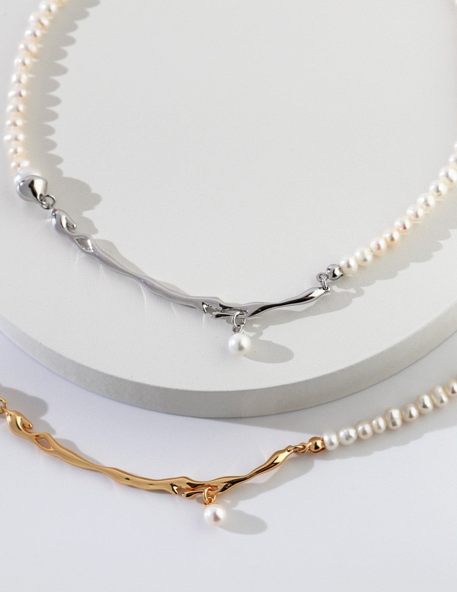 Sterling Silver and Akoya Pearl Necklace | Mix Mix Style-Mix MIx Style