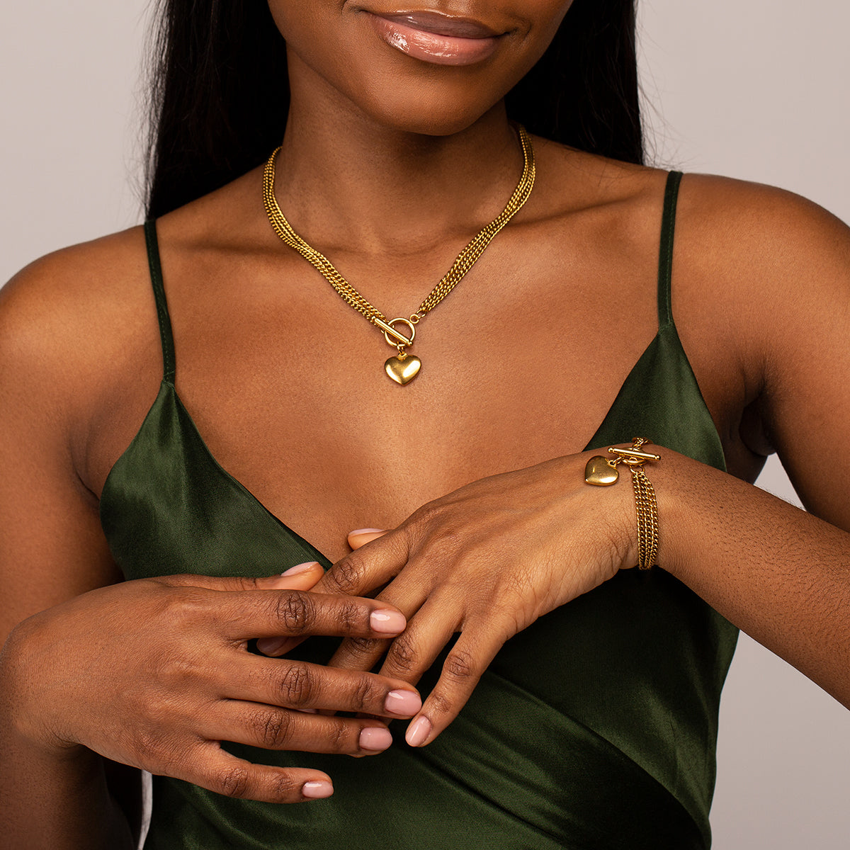 Triple Layer Lustrous Heart Jewelry Set-Mix MIx Style