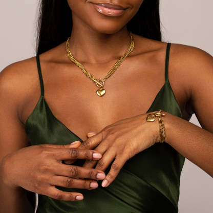 Triple Layer Lustrous Heart Jewelry Set-Mix MIx Style