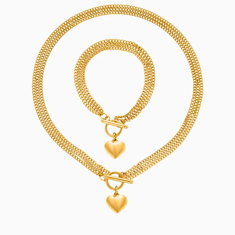 Triple Layer Lustrous Heart Jewelry Set-Mix MIx Style