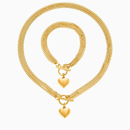 Triple Layer Lustrous Heart Jewelry Set-Mix MIx Style