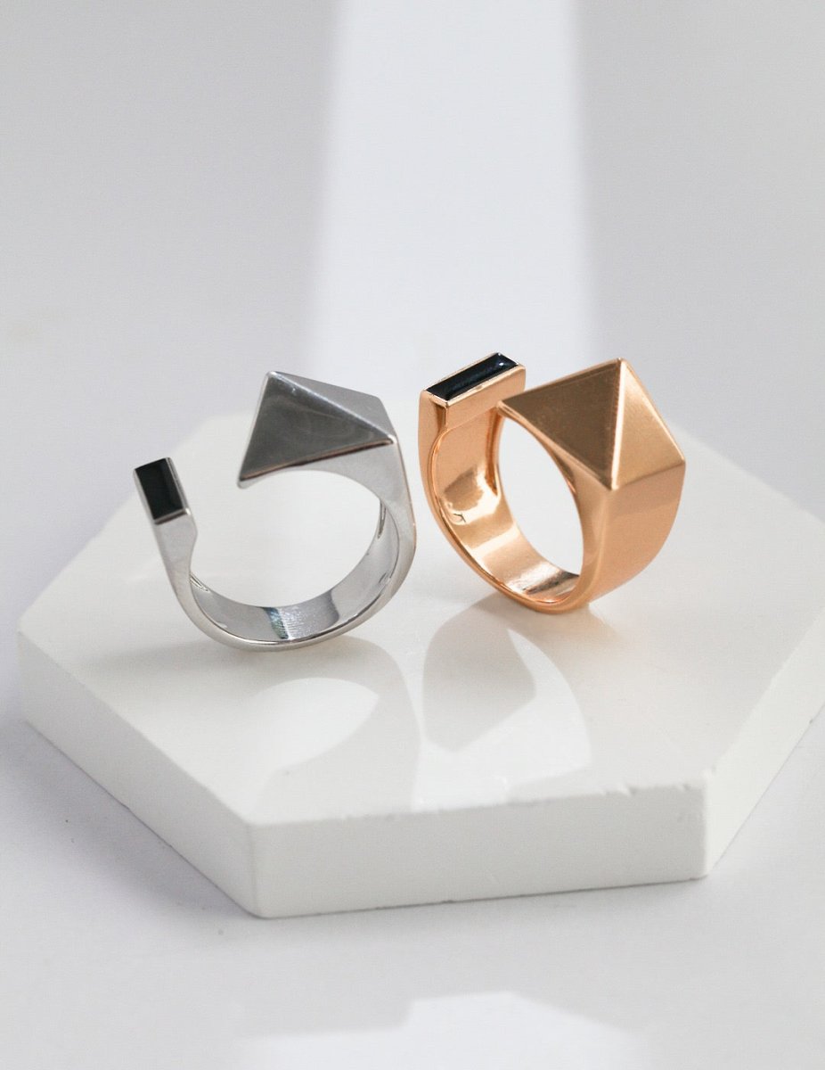 Fashionable Geometric Sterling Silver Ring | Mix Mix Style-Mix MIx Style