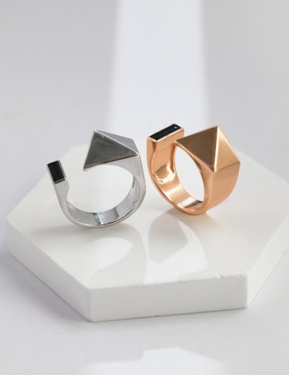 Fashionable Geometric Sterling Silver Ring | Mix Mix Style-Mix MIx Style