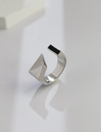 Fashionable Geometric Sterling Silver Ring | Mix Mix Style-Mix MIx Style