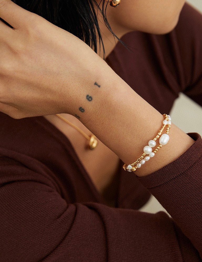 Sterling Silver and Akoya Pearl Bead Bracelet | Mix Mix Style-Mix MIx Style