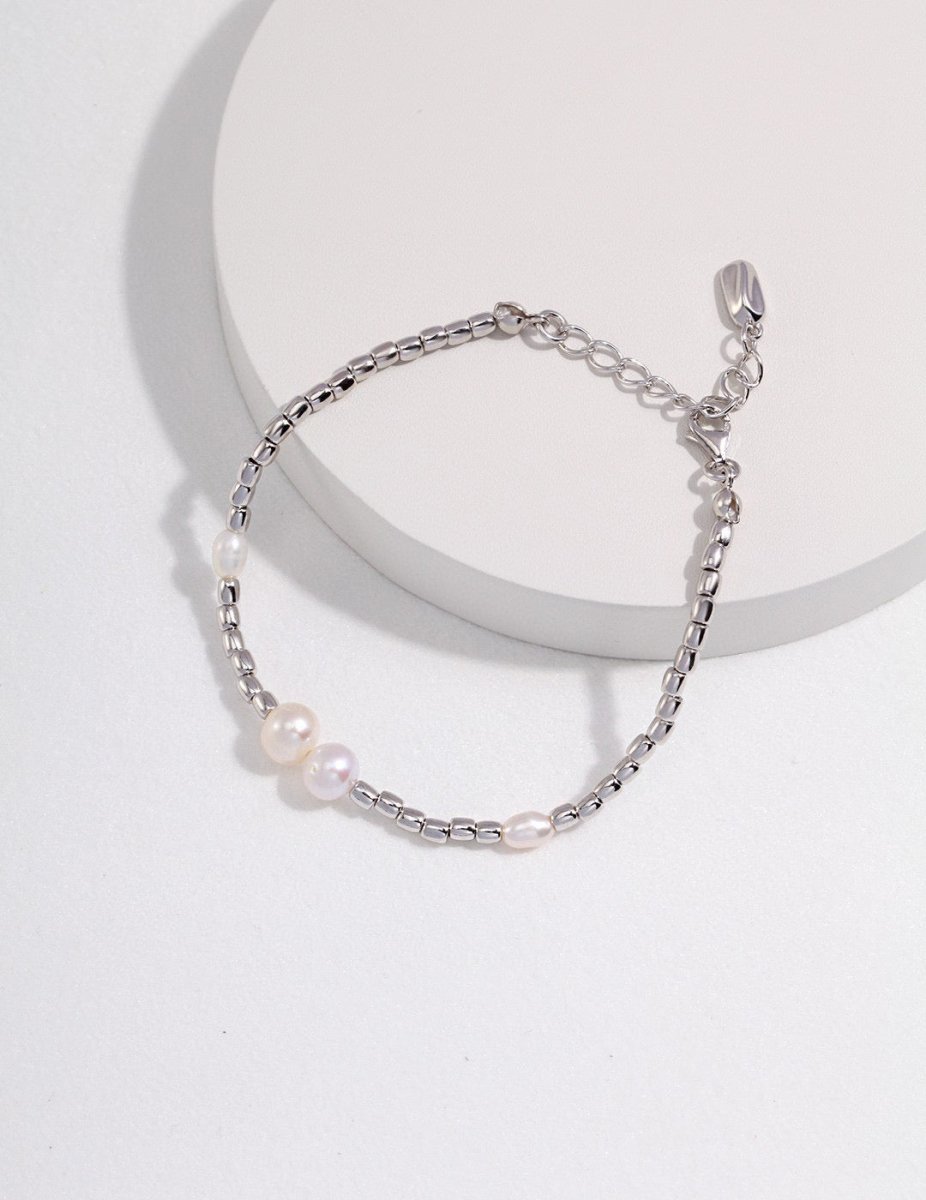 Sterling Silver and Akoya Pearl Bead Bracelet | Mix Mix Style-Mix MIx Style