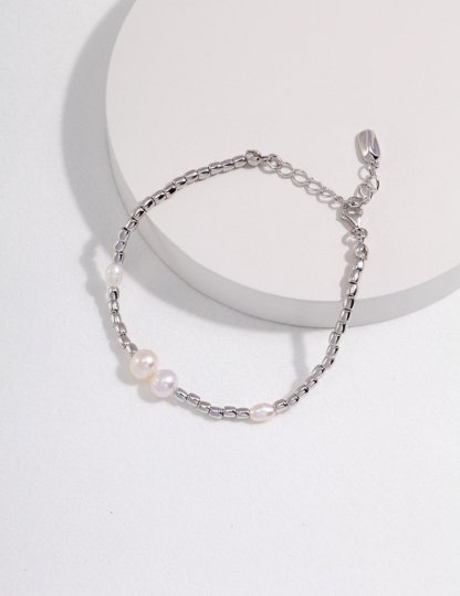 Sterling Silver and Akoya Pearl Bead Bracelet | Mix Mix Style-Mix MIx Style