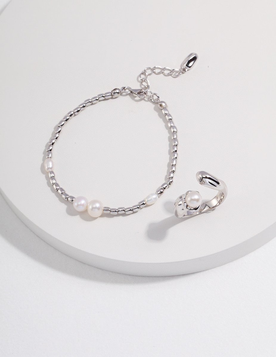 Sterling Silver and Akoya Pearl Bead Bracelet | Mix Mix Style-Mix MIx Style