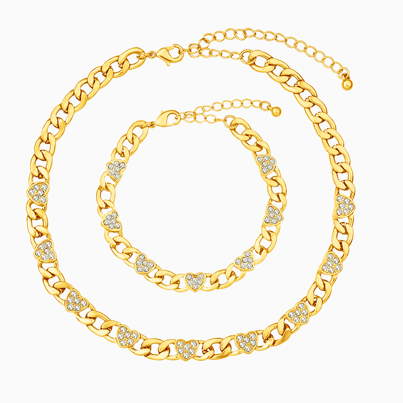 Vienna Paved Hearts Jewelry Set-Mix MIx Style