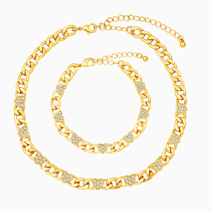 Vienna Paved Hearts Jewelry Set-Mix MIx Style