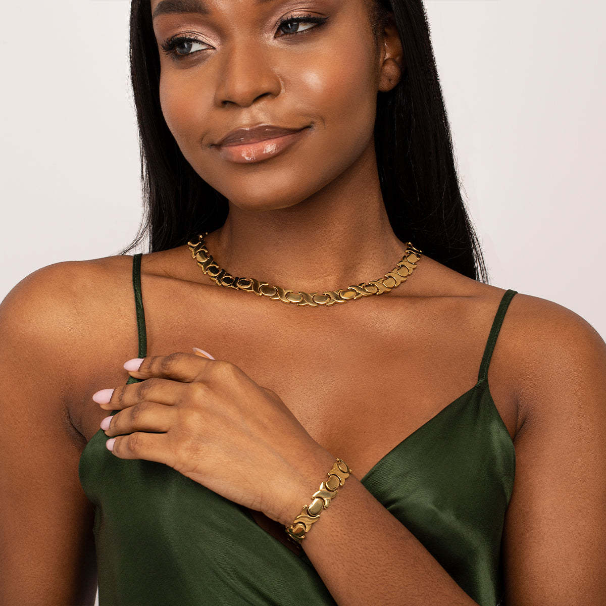 Vintage Hearts Chain Bracelet & Necklace Jewelry Set | Mix Mix Style-Mix MIx Style