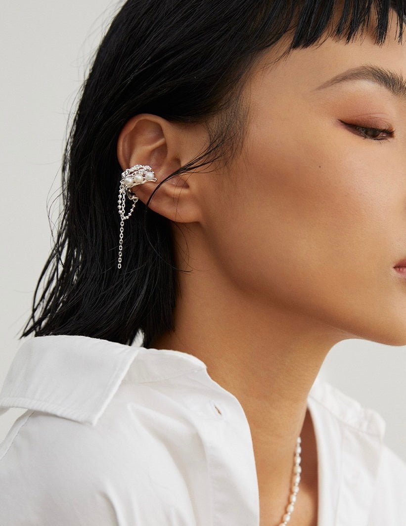 Akoya Pearl with Sterling Silver Ear Cuff Earring | Mix Mix Style-Mix MIx Style