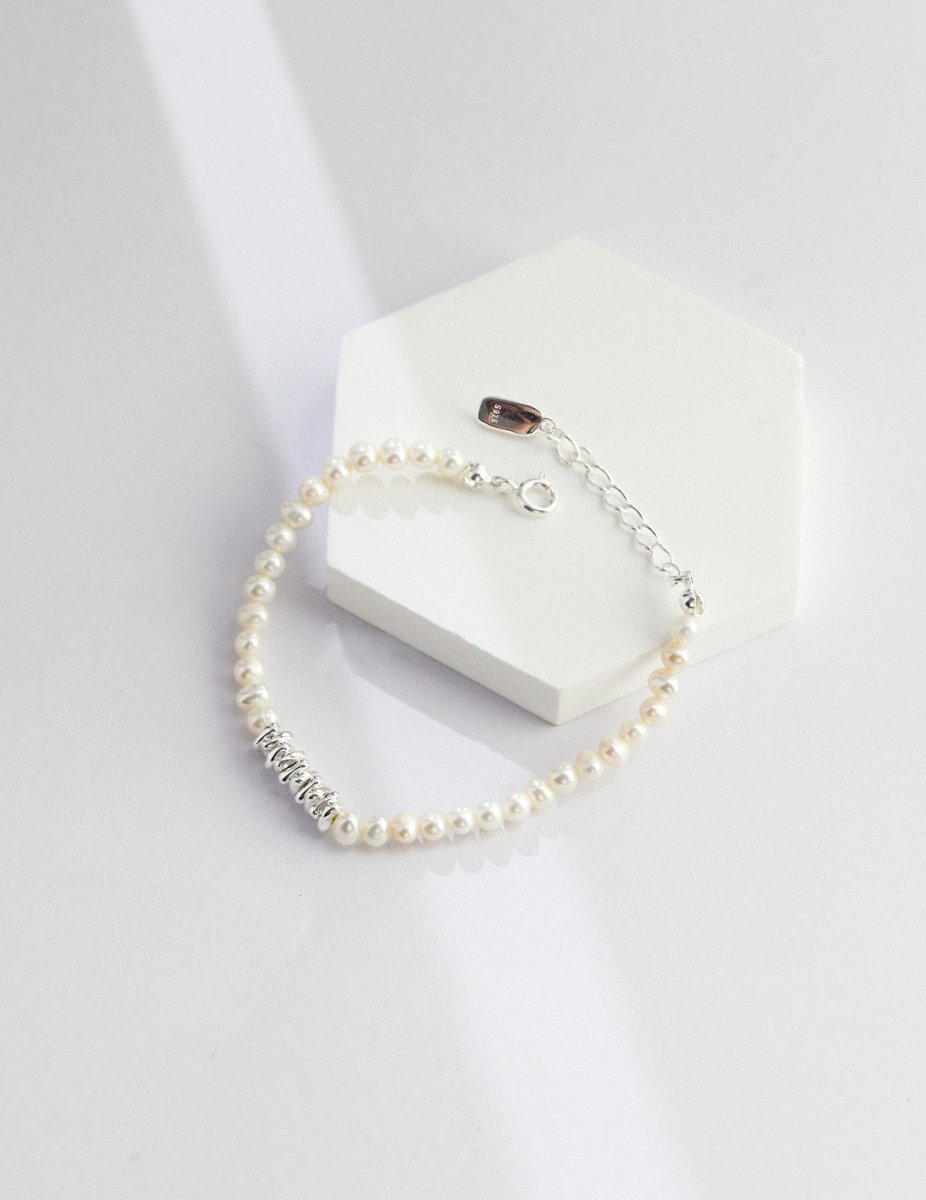 Elegant s925 Sterling Silver and Akoya Pearl Bead Bracelet | Mix Mix Style [Hot Seller]-Mix MIx Style