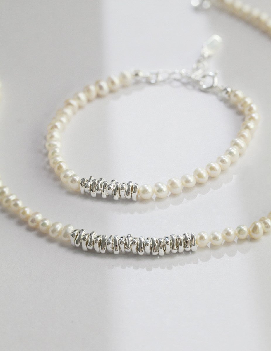 Elegant s925 Sterling Silver and Akoya Pearl Bead Bracelet | Mix Mix Style [Hot Seller]-Mix MIx Style