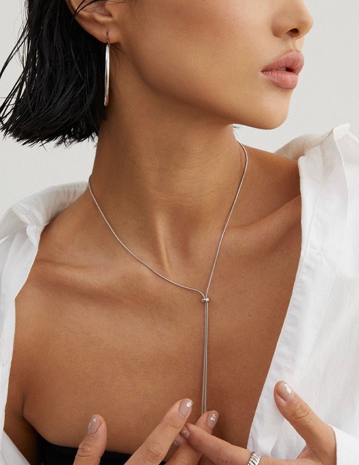 Simple Chain S925 Sterling Silver Long Necklace | Mix Mix Style-Mix MIx Style