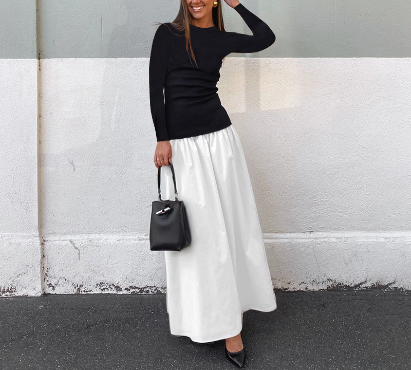Long Sleeve Panelled A-Line Maxi Dress