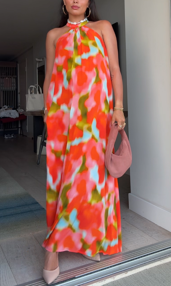 Colorful Halter Maxi Dress