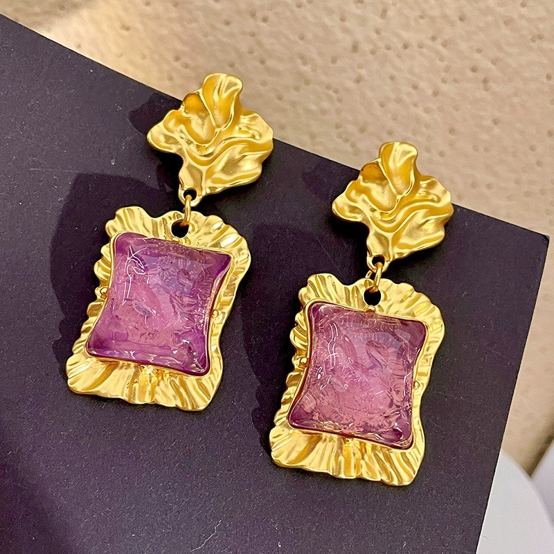 Metallic Pink Purple Lava Earring
