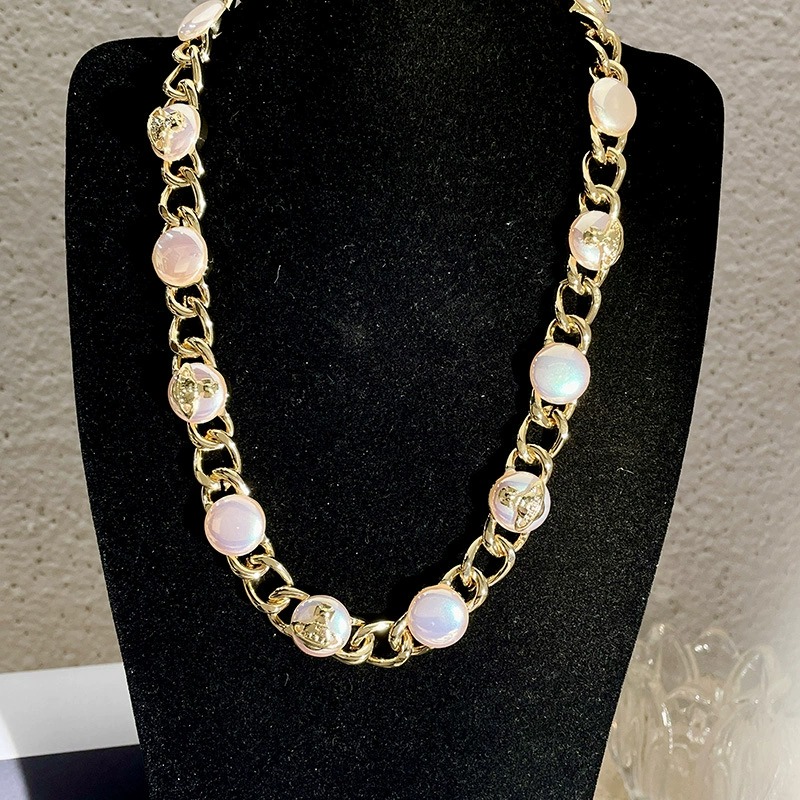 Saturn Pearl Gold-Plated Necklace