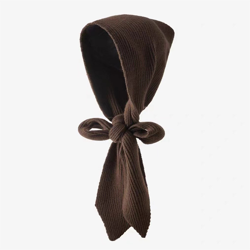 Solid Color Knitted Hooded Scarf