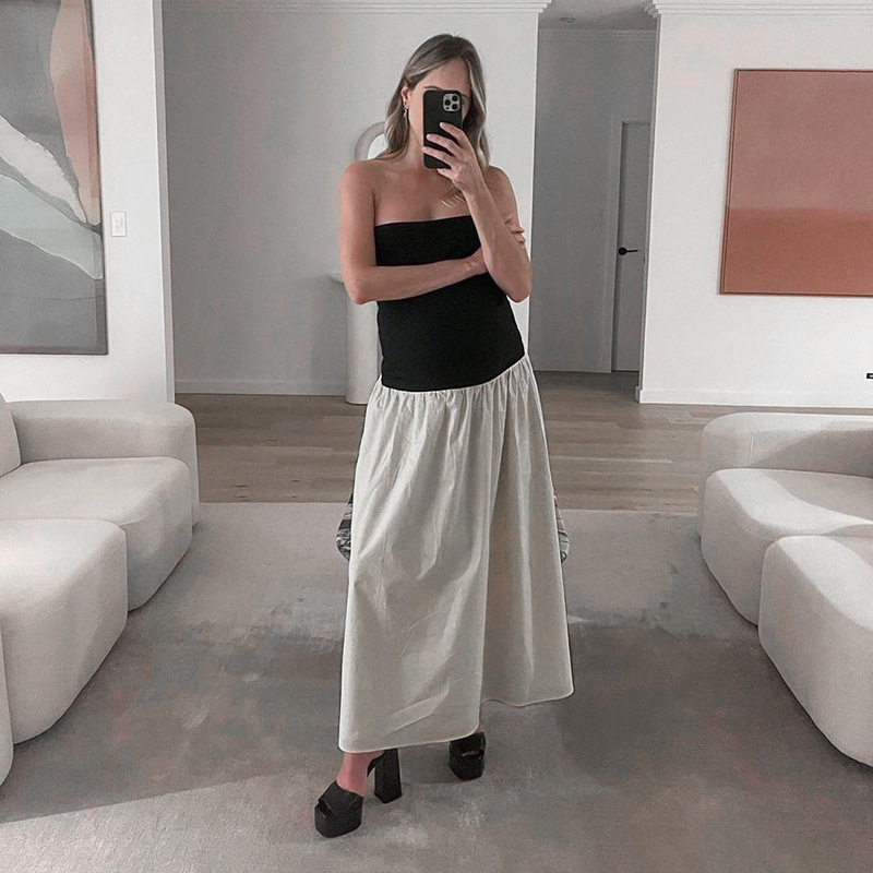 Long Sleeve Panelled A-Line Maxi Dress