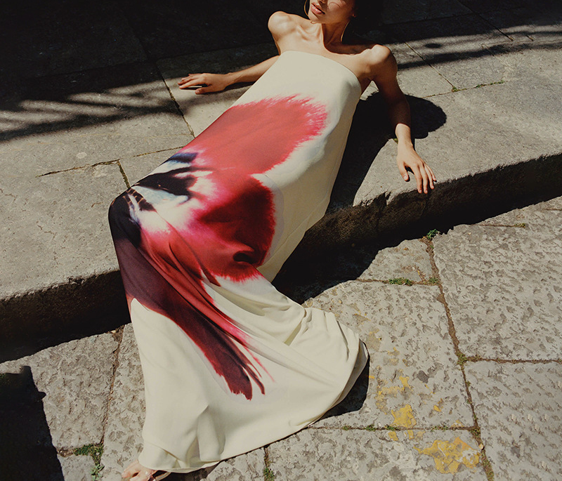 Elegant Floral Print Sexy Strapless Backless Maxi Dress
