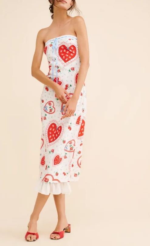 Heart Ruffle Midi Dress