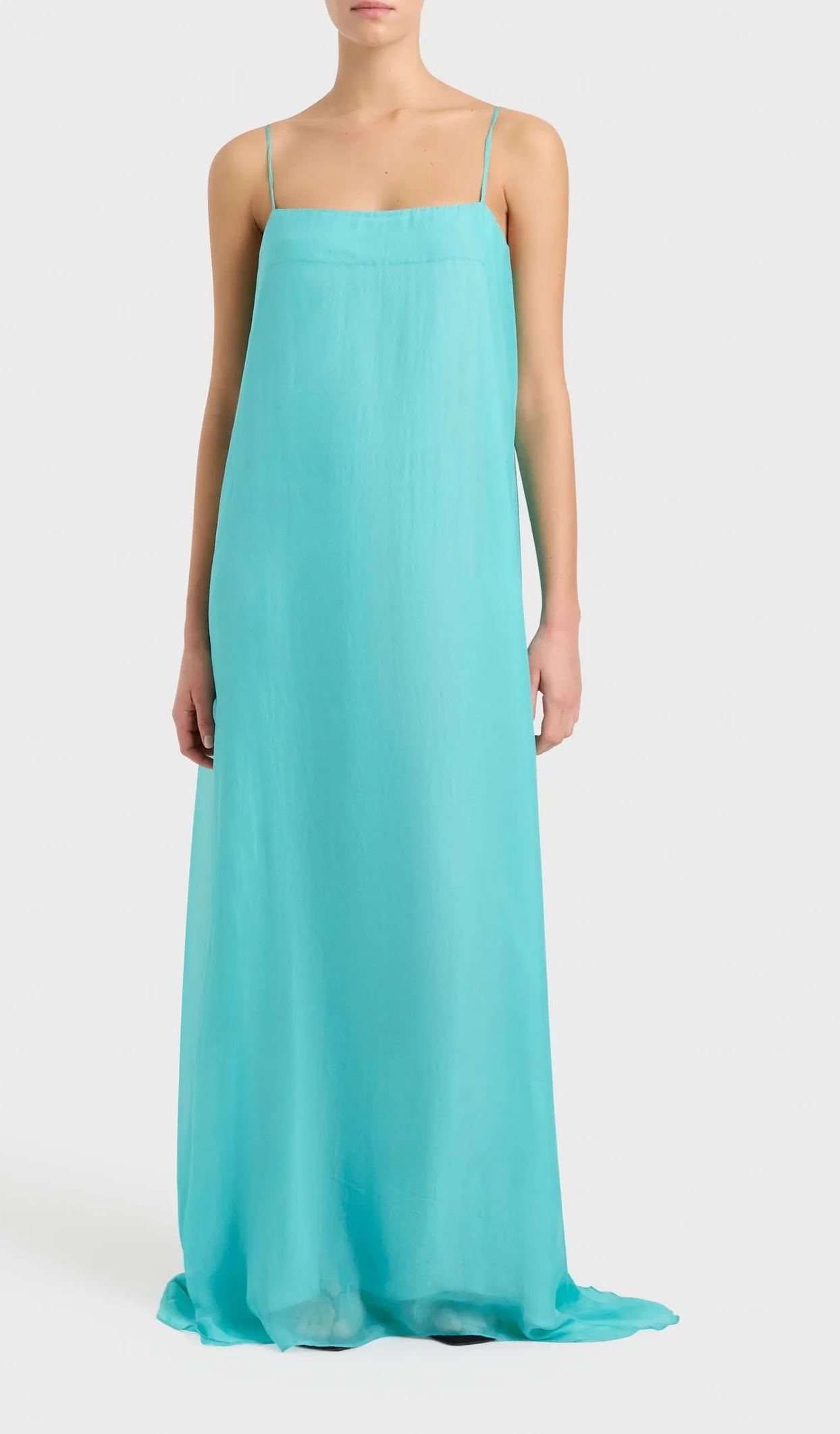 Silk Chiffon Dress - Aqua
