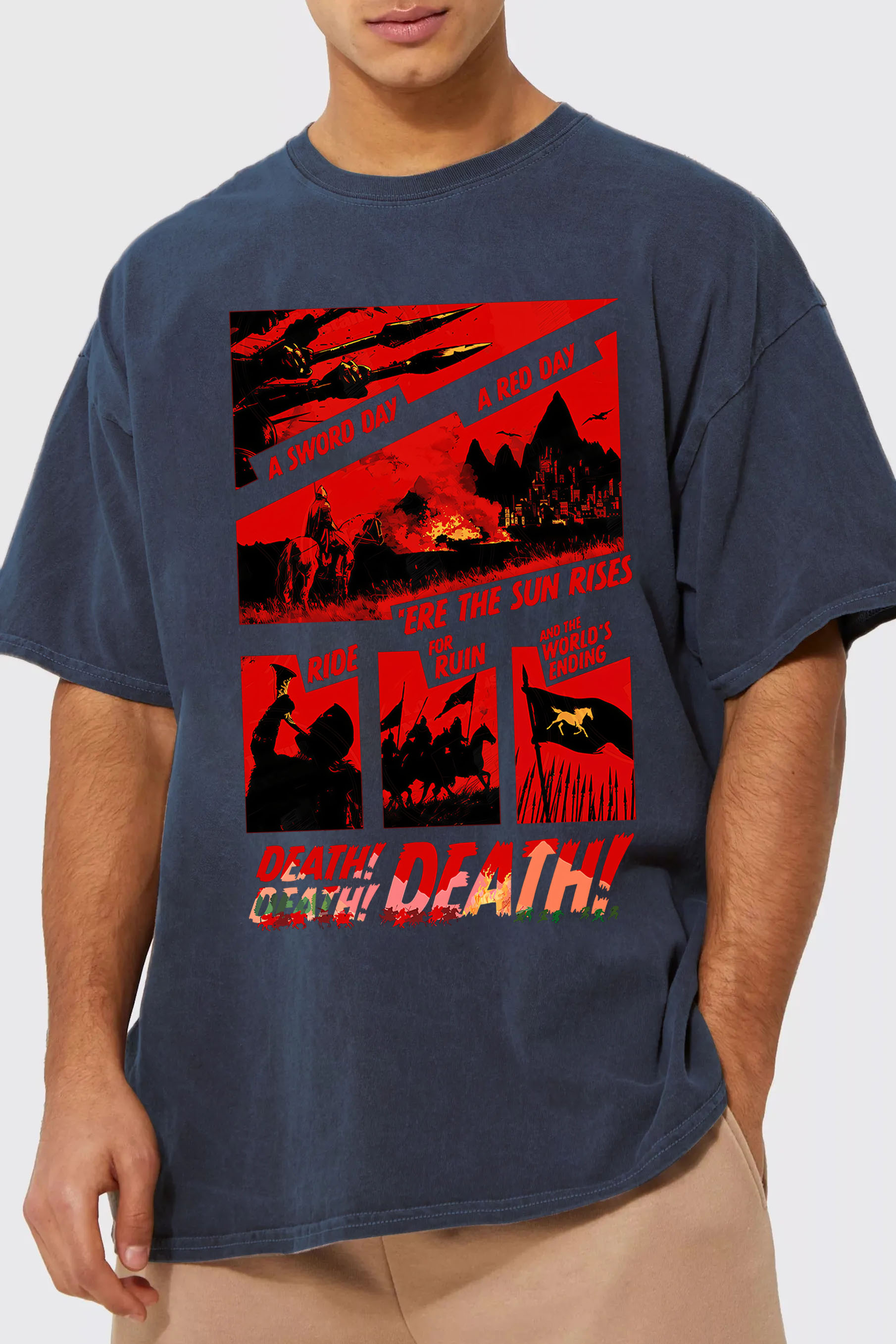 Lord of the Rings-Cycling Print Short Sleeve T-Shirt