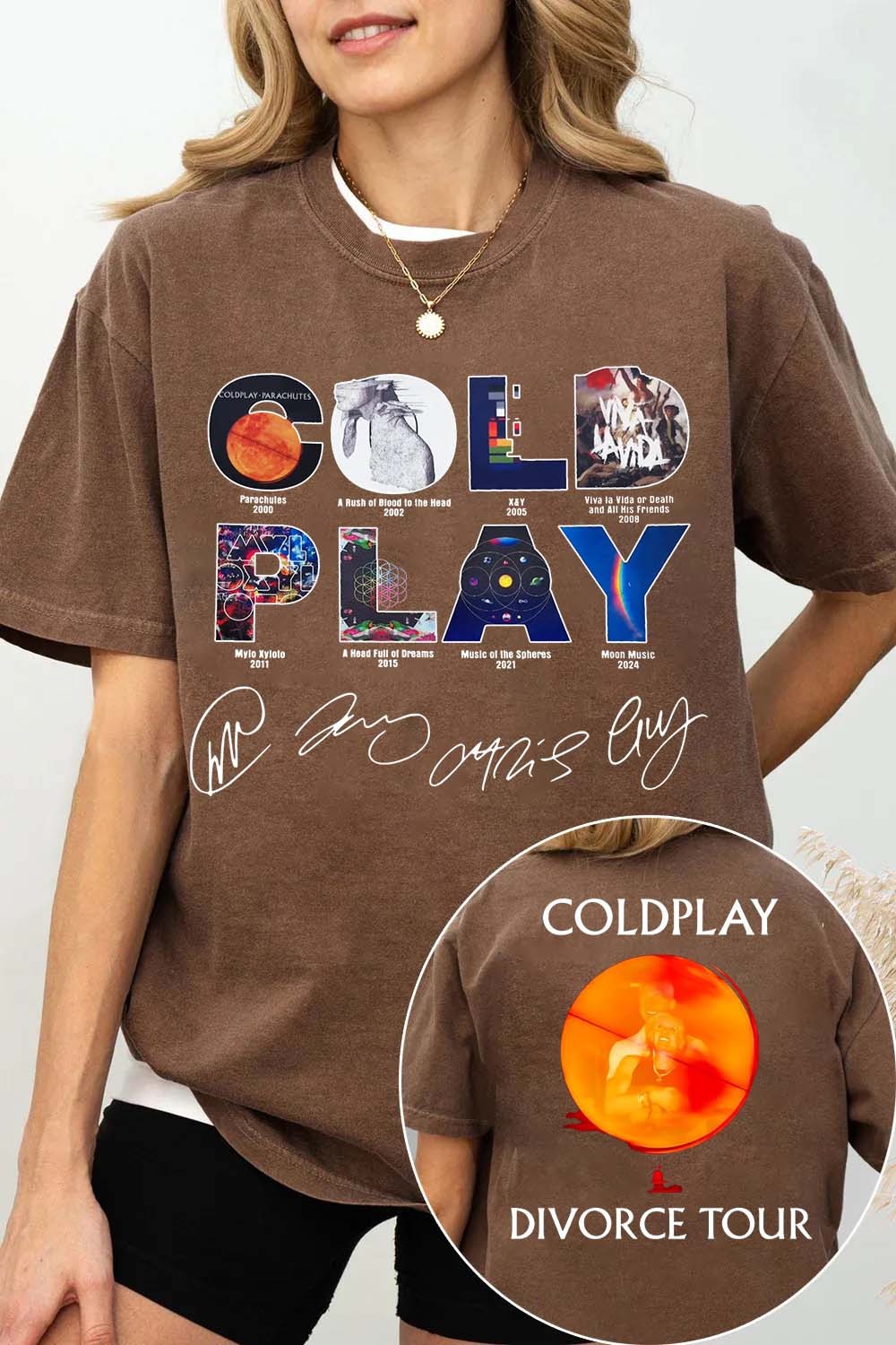 Coldplay 2-side print women tee
