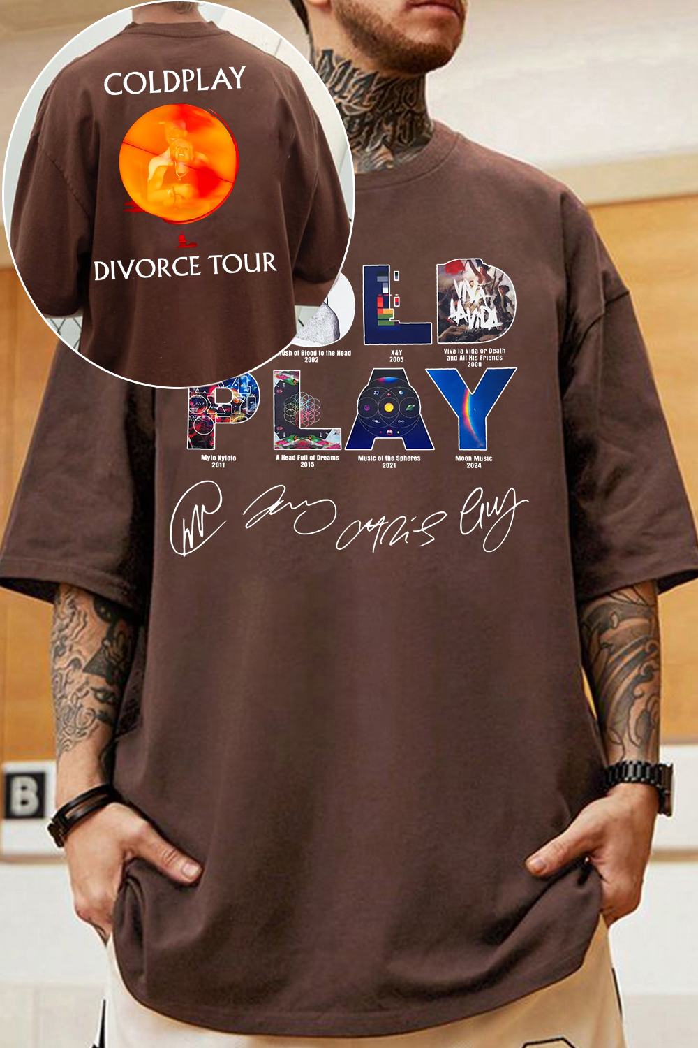 Coldplay 2-side print men tee