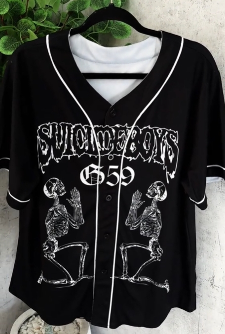 G59 colorblock print baseball short sleeve top