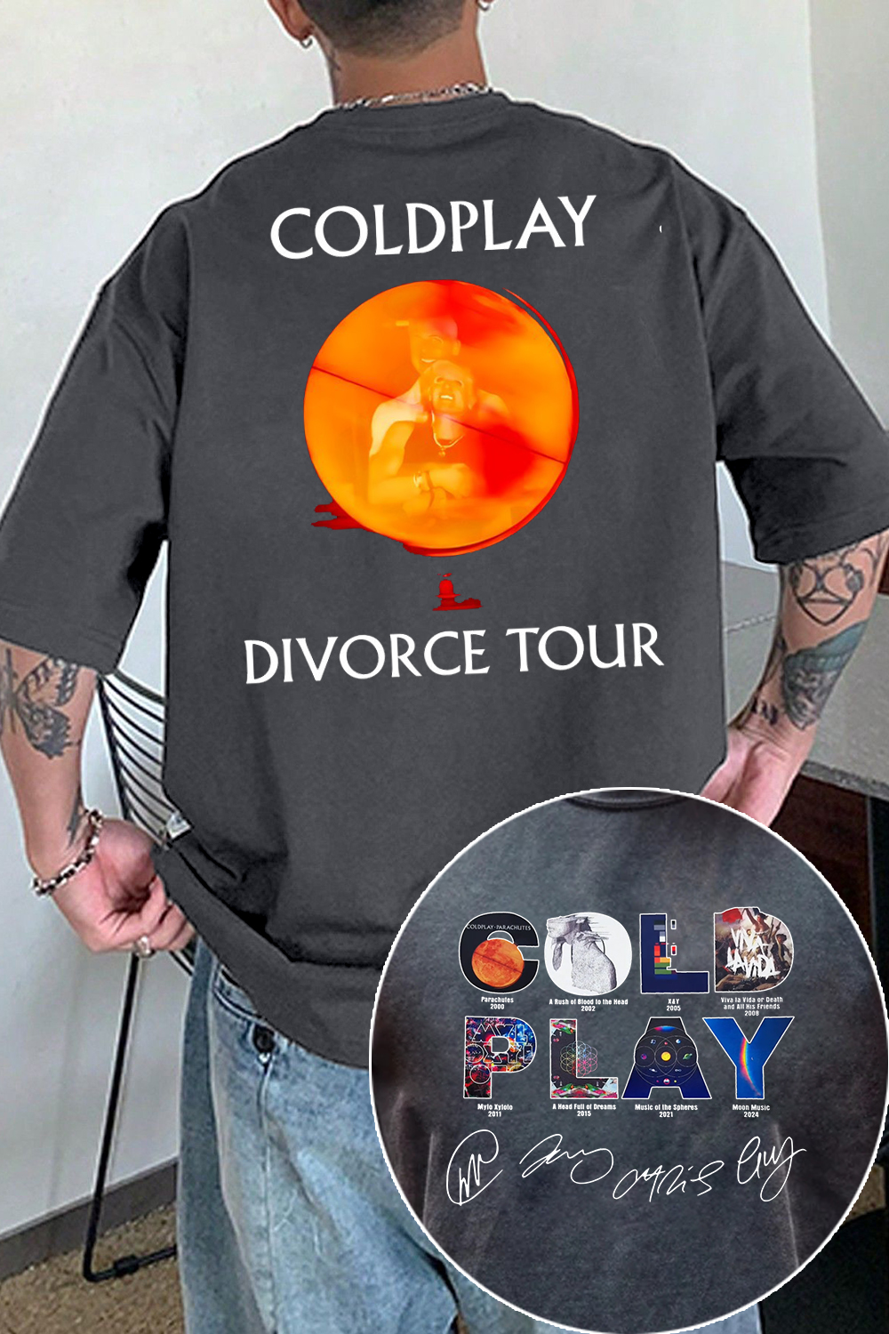 Coldplay 2-side print men tee