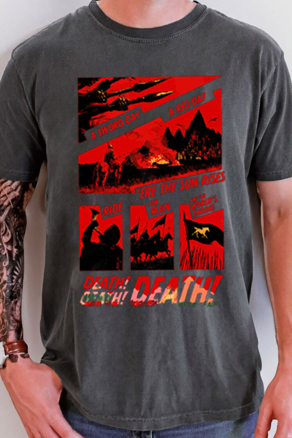 Lord of the Rings-Cycling Print Short Sleeve T-Shirt