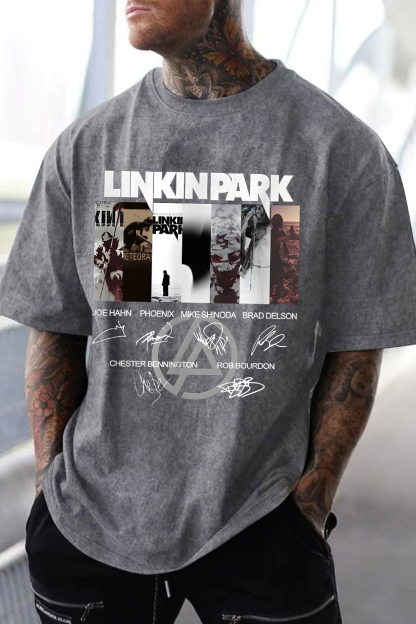 Washed cotton LP Logo Signatures short-sleeved Tshirts