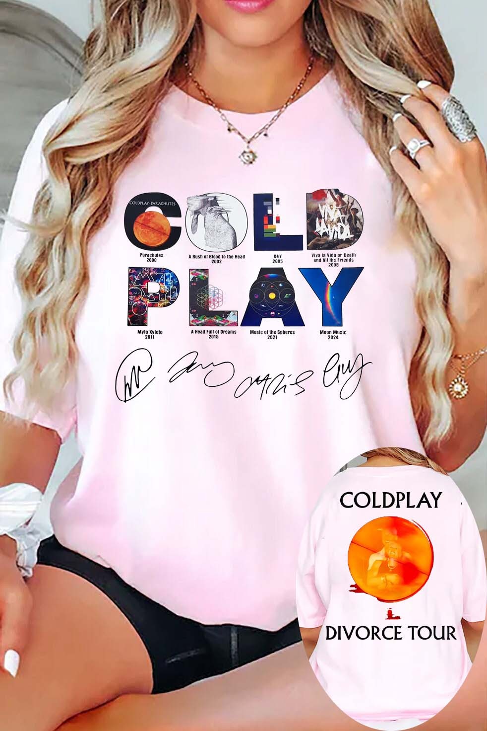 Coldplay 2-side print women tee