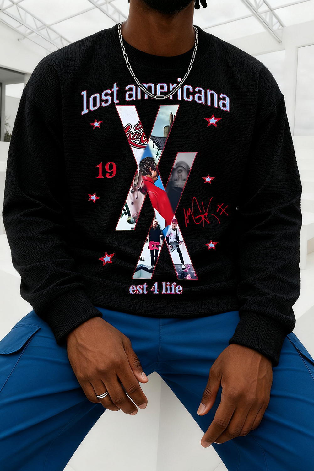 Lostamericana Round Neck Long-Sleeved T-Shirt