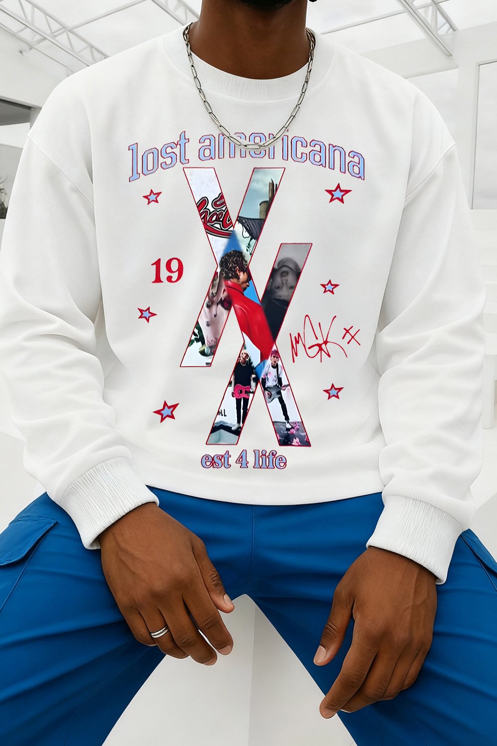 Lostamericana Round Neck Long-Sleeved T-Shirt