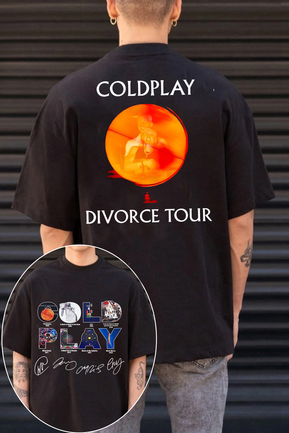 Coldplay 2-side print men tee