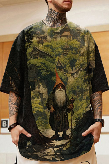 Lord of the Rings oil painting print loose short-sleeved T-shirt