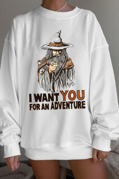 The Lord of the Rings contrasting letter round neck loose long sleeve sweatshirt