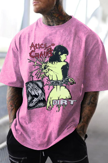 aliceinchains Washed cotton men's short-sleeved T-shirt