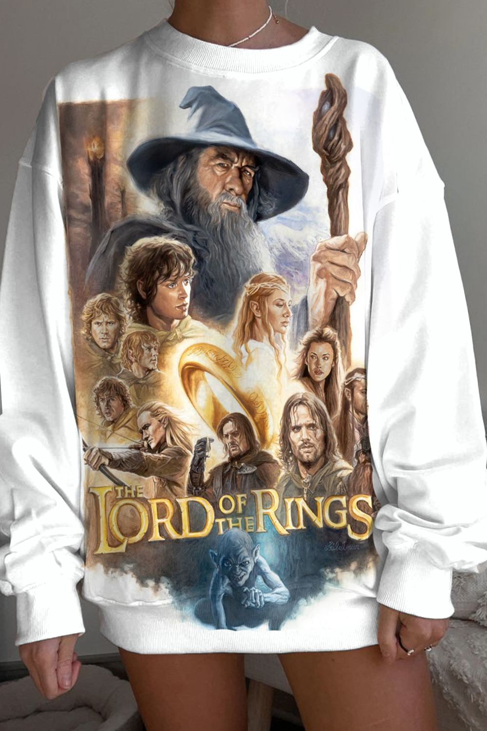 The Lord of the Rings cartoon character round neck loose long sleeve sweatshirt