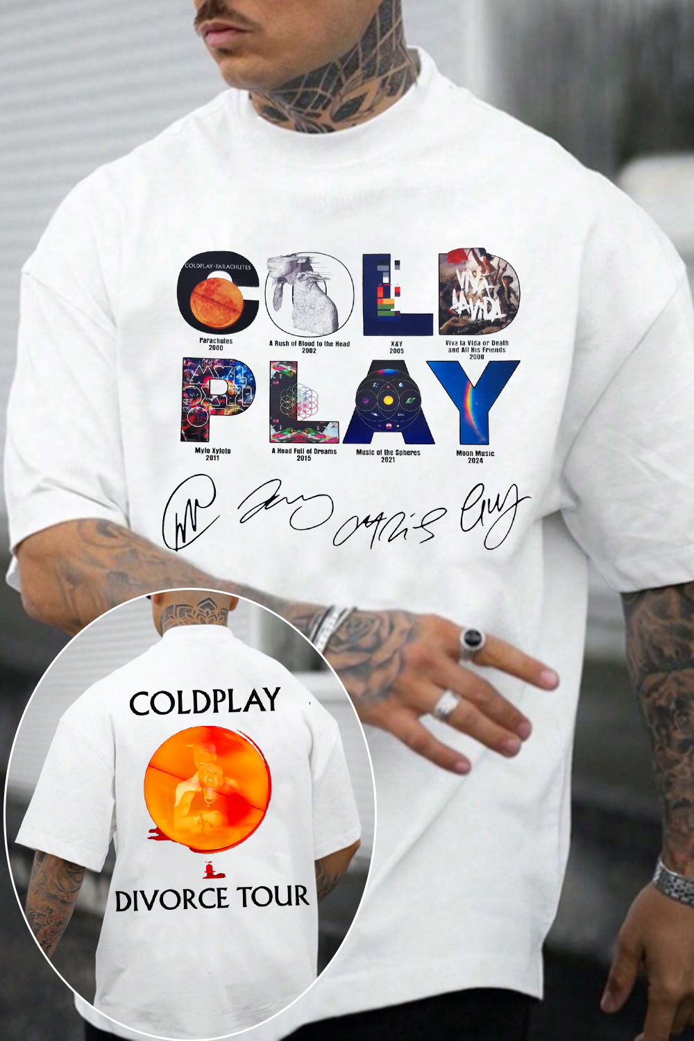 Coldplay 2-side print men tee