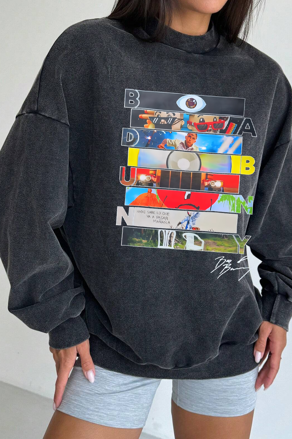 Bad Bunny Signature Washed cotton crew neck sweatshirt