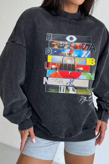 Bad Bunny Signature Washed cotton crew neck sweatshirt