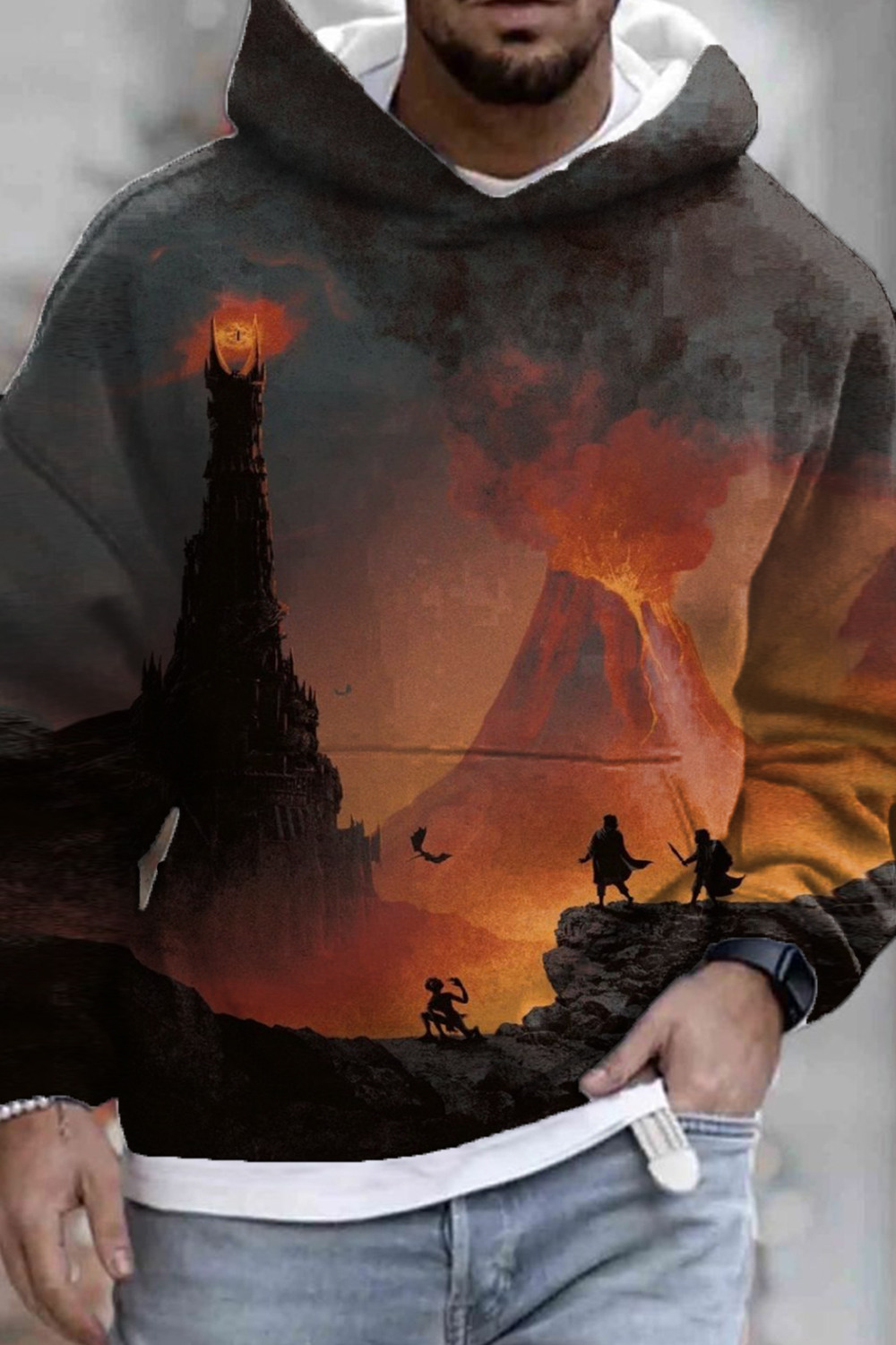 Lord of the Rings oil painting loose men hoodie
