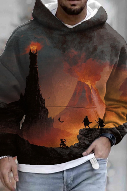 Lord of the Rings oil painting loose men hoodie